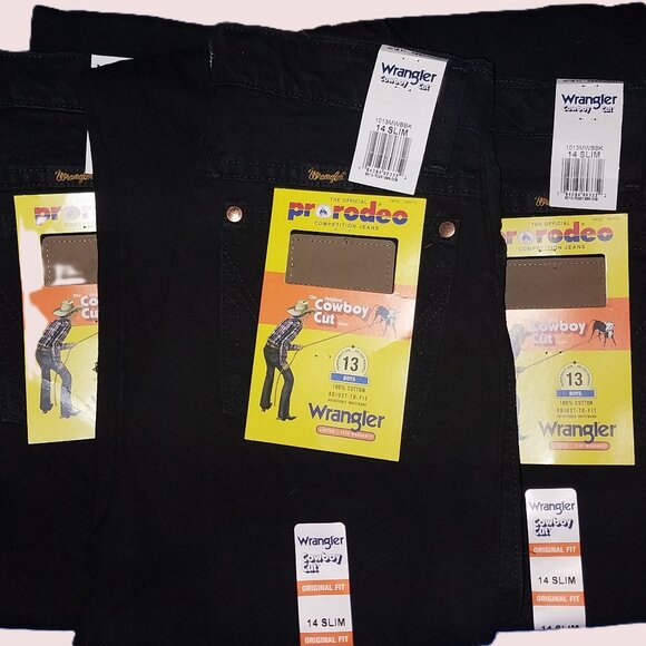 (3) Wrangler Pro Rodeo Boys Cowboy Cut Original Fit Jeans-14 slim fit. - Picture 1 of 5